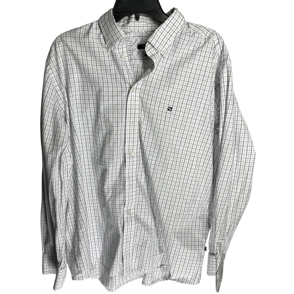 Redgreen Shirt XL Blue White Plaid Button Up Long Sleeves Egyptian Cotton STAIN
